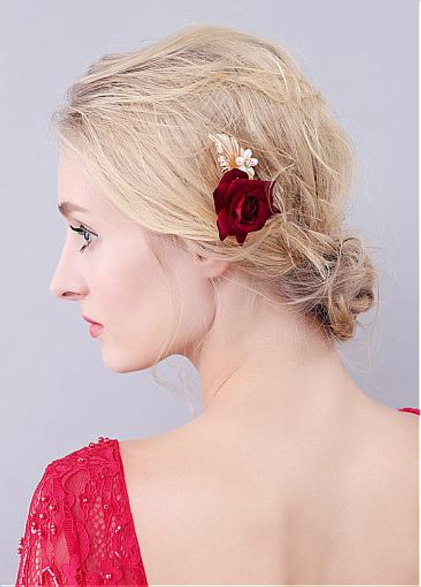 Hair Ornaments With Cloth Roses & Lamina Stunning Alloy Wedding