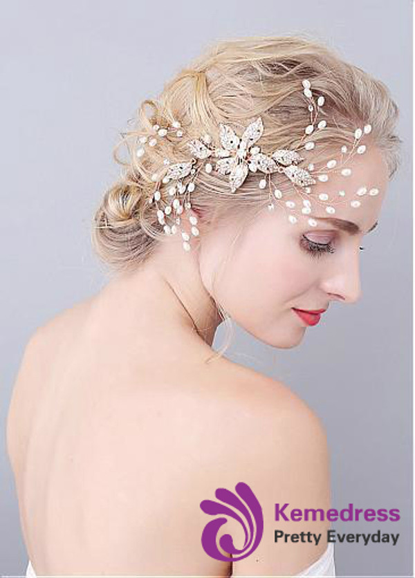Hair Jewelry With Rhinestones & Pearls tunning Alloy Wedding