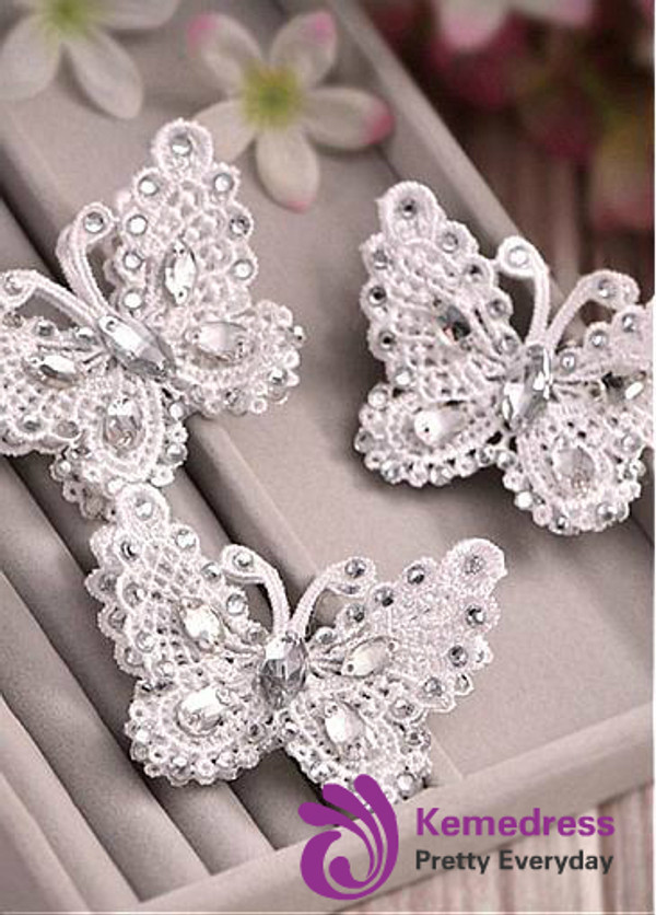 Wedding Hair Ornaments With Rhinestones Cute Lace