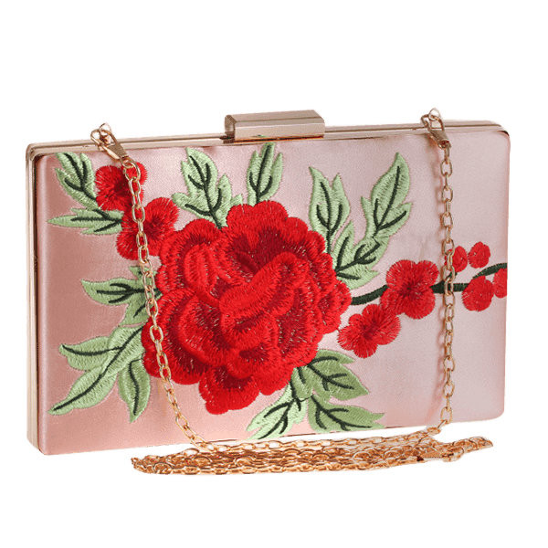 Beautiful Flower Embroidery Clutch Bag