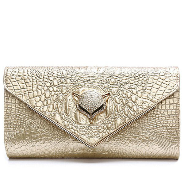 Cheap Embossing PU Leather Rhinestones Evening Bag