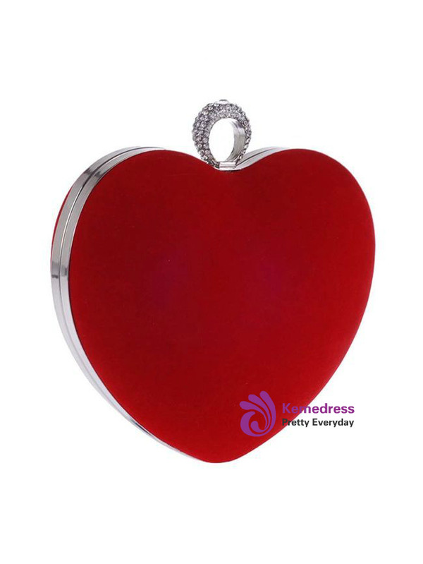 Fashion Red Heart Chain Evening Clutch Bag