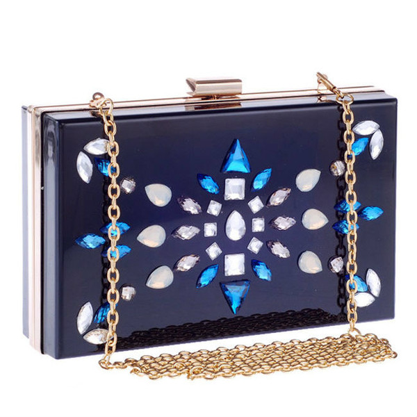 Cheap Faux Crystal Geometric Squared Clutch Bag