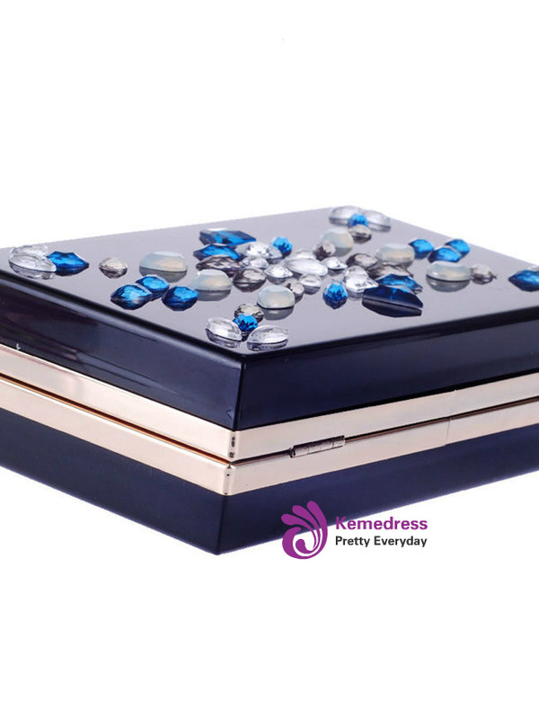 Cheap Faux Crystal Geometric Squared Clutch Bag