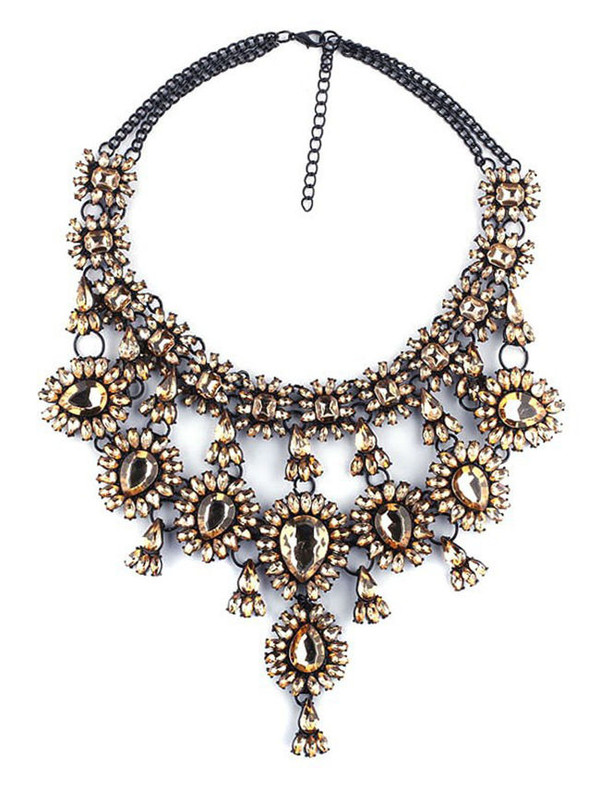 Cheap Metal Plated Gem Inlay Bohemian Necklace