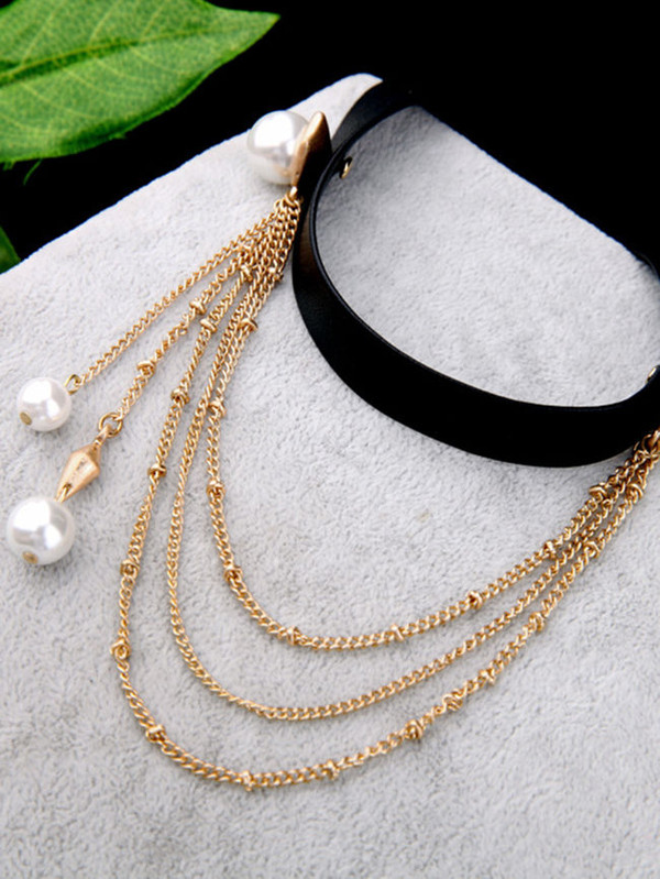 Cheap Layered Chain Pendant Choker Necklace