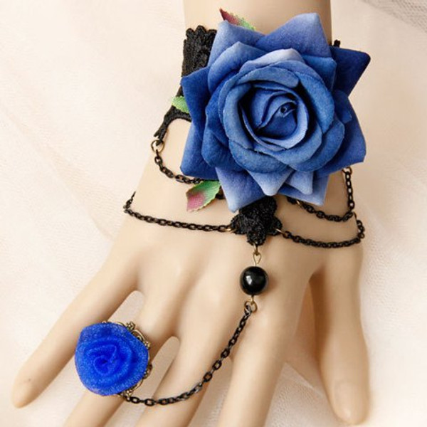 Fashion Hollow Out Flower Lace Bracelet With Ring