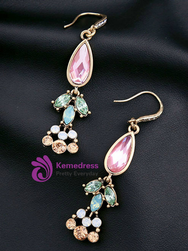 Cheap Colorful Faux Crystal Drop Earrings
