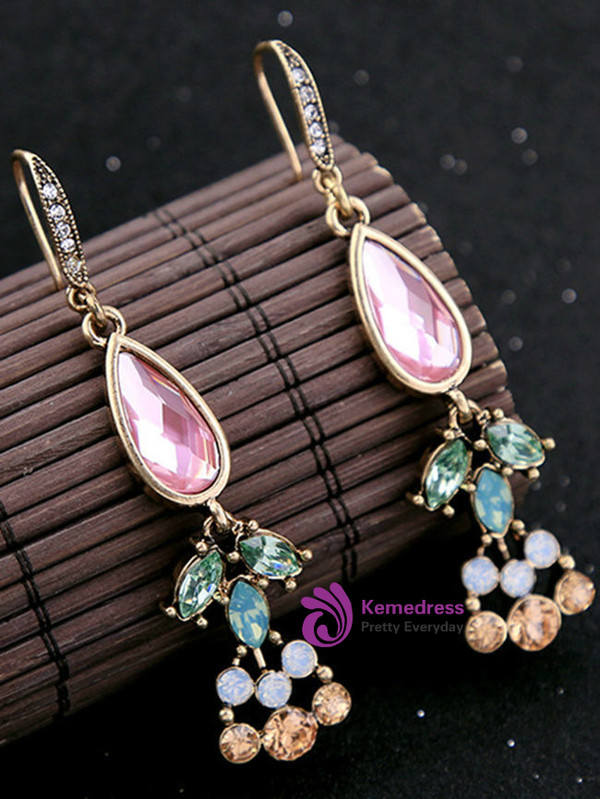 Cheap Colorful Faux Crystal Drop Earrings