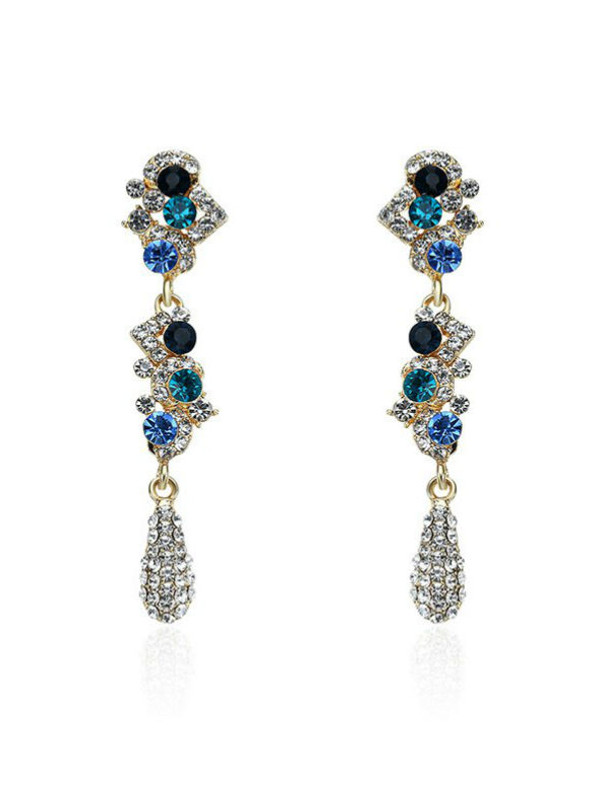 Cheap Sparkly Rhinestoned Teardrop Earrings