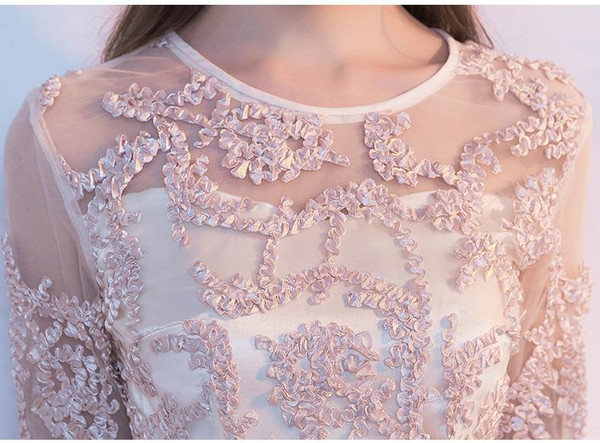 2017 New Elegant Champagne  Half Sleeves Short Evening Dresses