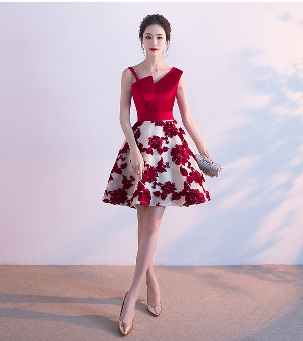 2017 New Arrival Wine Red  One Shoulder Homecoming Dresses