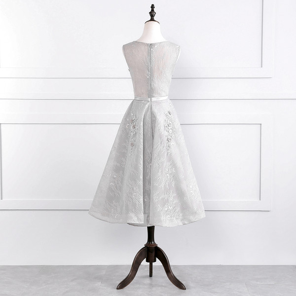 Beading Evening Party Gray O-neck Sleeveless Appliques