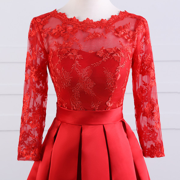 Sexy Backless Red Short Evening Dress 2017 New Elegant Boat Neck