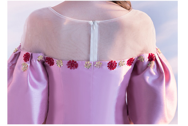 Pink Satin Sheath Trumpet With Beading Prom Dress