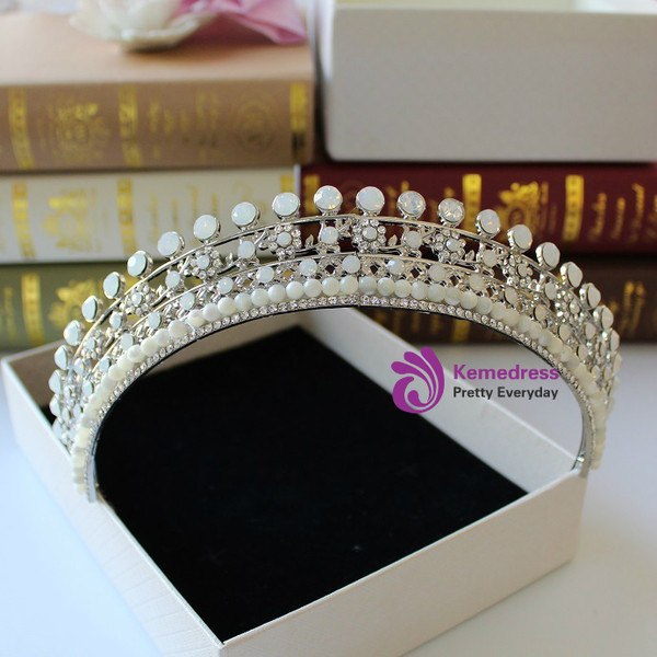 crystal bridal headdress white wedding crown princess quinceanara tiara