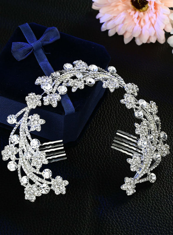 bride jewelry Pearl Rhinestone Tiara Comb