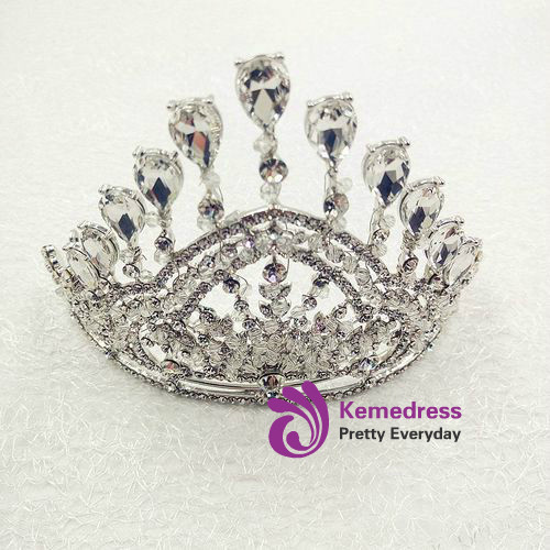 European Golden Pearl crystal Wedding Tiara church bride jewelry