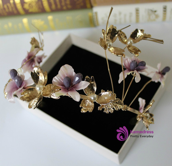 sweet tiara for brides wedding hair jewelry butterfly cotton flower bride crown