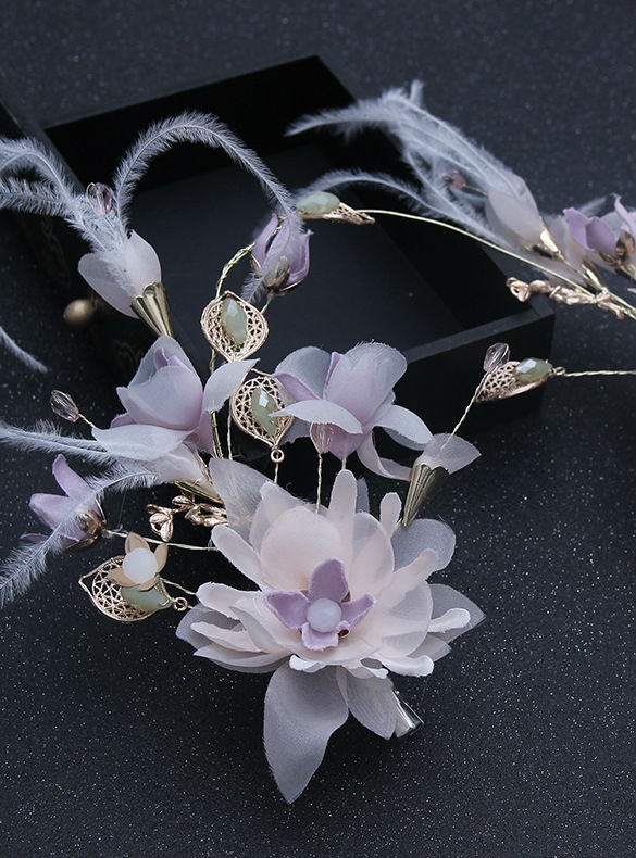 flower hair hand wreath hair band bride pink hair silk yarn