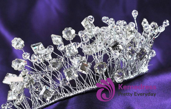 Korean wedding tiara soft crown handmade crystal bridal headdress
