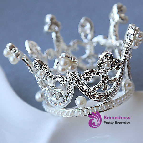 bride wedding hair accessories small round circle crown princess
