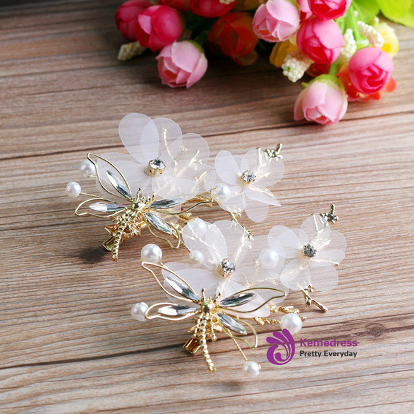 Dragonfly transparent flower hairgrip hair accessories high-end handmade