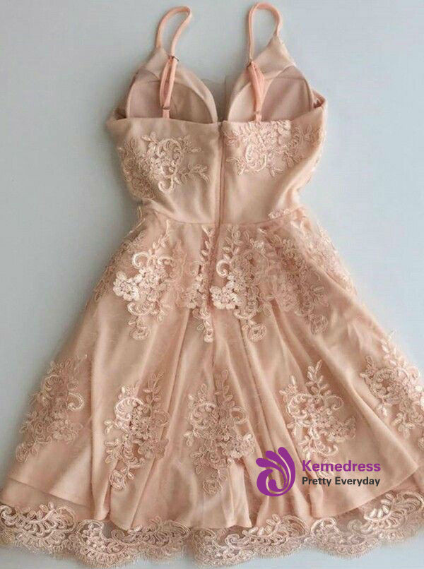 Short Champagne Tulle Homecoming Dress A-Line Spaghetti Straps Homecoming Dress