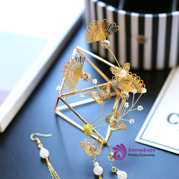 butterfly earrings exaggerated banquet earrings bride long tassels