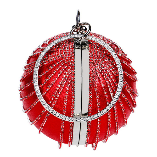Circular Shaped Tassel Rhinestones Women Evening Bags