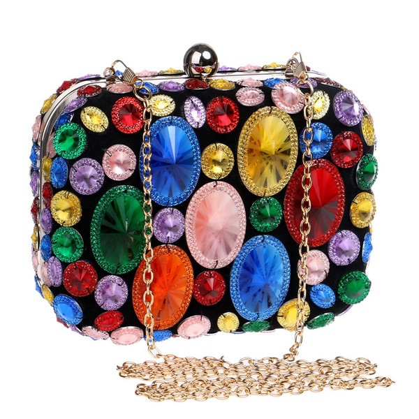 Acrylic Beaded Women Evening Bags With Chain Shoulder Small Purse