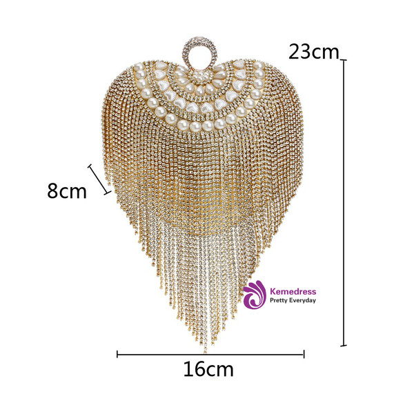 Small Women Clutch Tassel Crystal Evening Bags With Handle Diamonds Finger