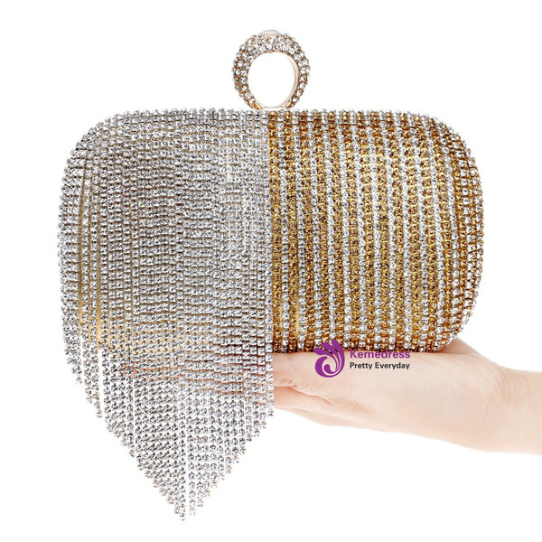 Women Evening Bags Finger Ring Diamonds Evening Bag Day Clutches