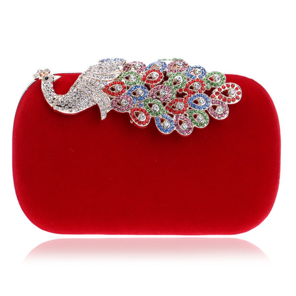 Women Evening Bags Diamonds Metal Peacock Day Clutches
