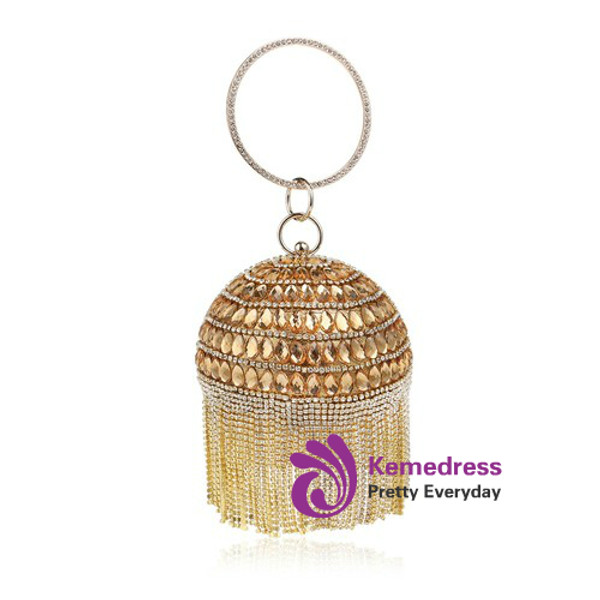 Women Clutch Tassel Rhinestones Lady Evening Bags Acrylic Beaded