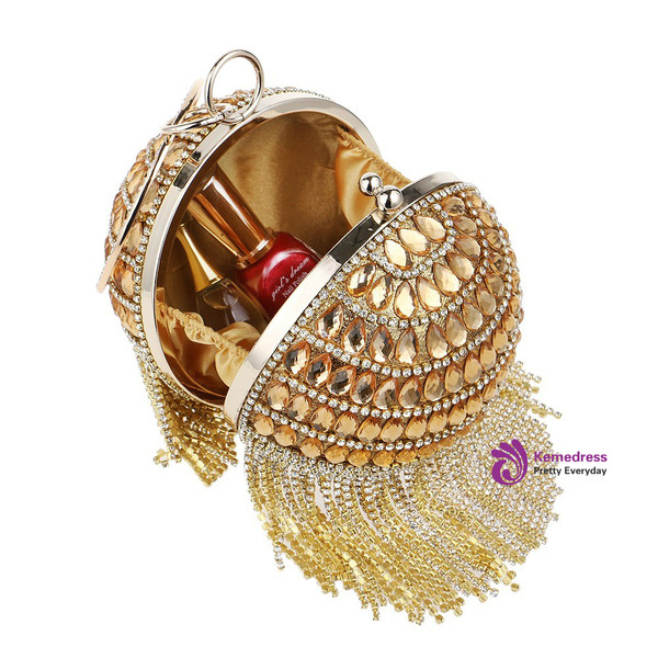 Women Clutch Tassel Rhinestones Lady Evening Bags Acrylic Beaded