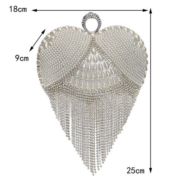 Heart design tassel rhinestones women evening bags imitation pearl lady's handle evening bag