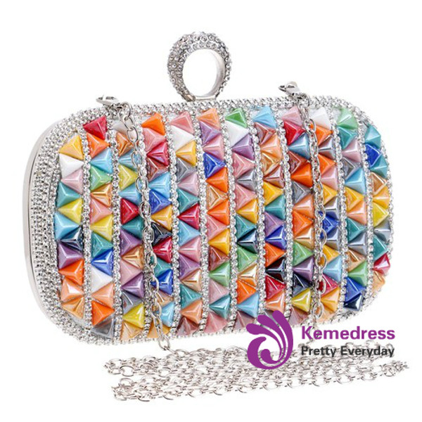 Fashion Women Evening Bags Colorful Candy Beaded Wedding Party Handbags