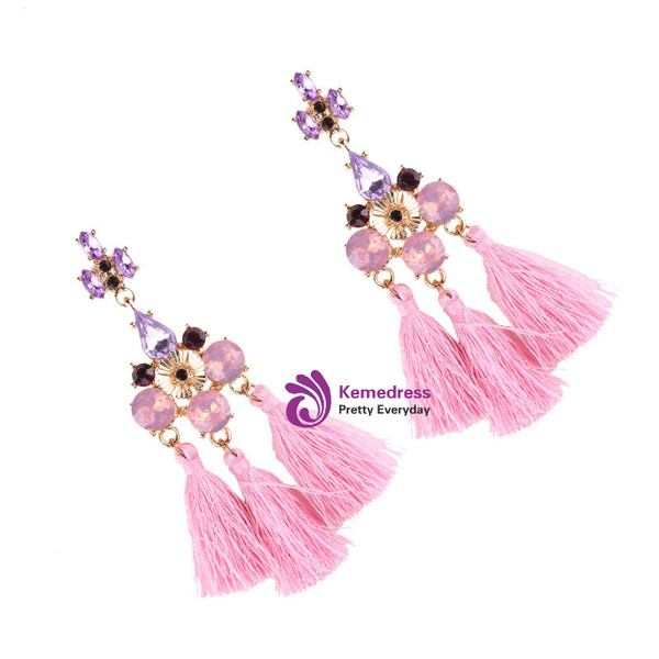 lady Fashion Women Tassel Statement Earrings Bohemian Multi Color