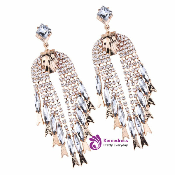 Sexy Design Big Long Dangle Earrings Femme Tassel Beads