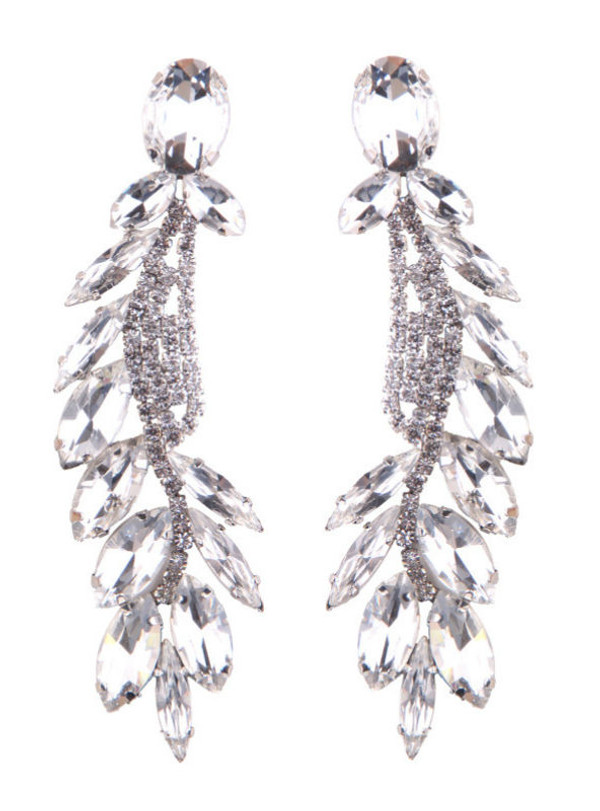 Jewelry Fashion Women Glass Leaf Drop Dangle Earrings