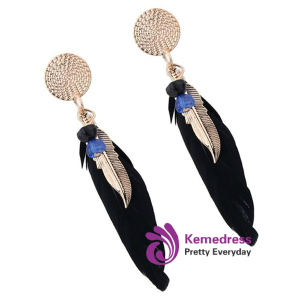 Best lady Fashion Statement Jewelry Leaves Wings Charm Drop Earrings