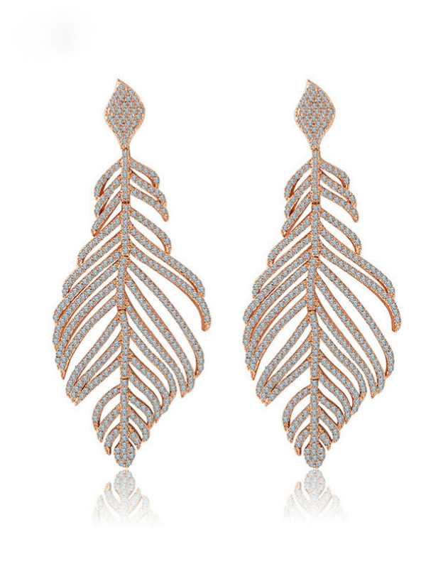 Luxury Big Heavy Feather Party Deluxe Dangle Earrings