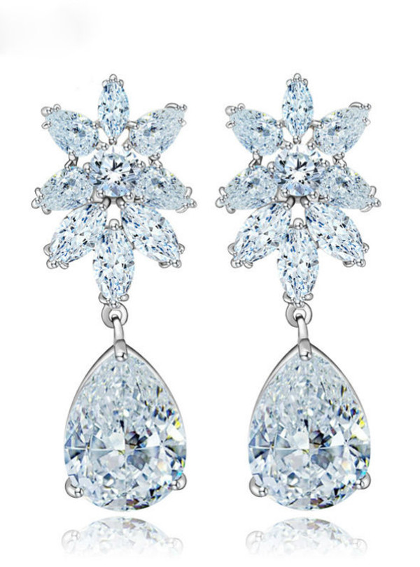 Beautiful Luxury Quality Elegant Women Clear Cubic Zirconia Drop Earrings