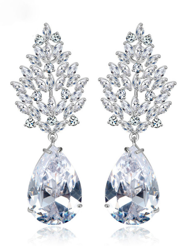 Luxury Large Earrings Female Wedding Jewelry Bridal Big Heavy