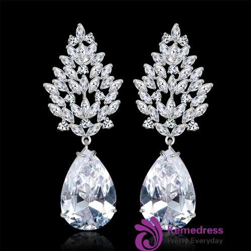Luxury Large Earrings Female Wedding Jewelry Bridal Big Heavy