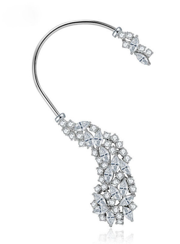 Fashion Jewelry Silver-Color Cubic Zirconia Punk Style Wrap Stud Earring