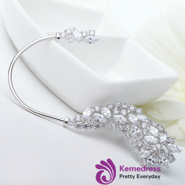 Fashion Jewelry Silver-Color Cubic Zirconia Punk Style Wrap Stud Earring