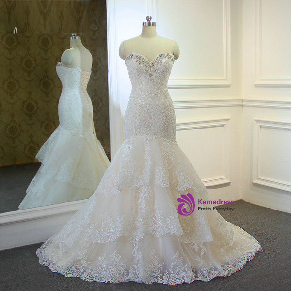 Wedding Dresses High Quality New Fashion Lace Mermaid Ivory