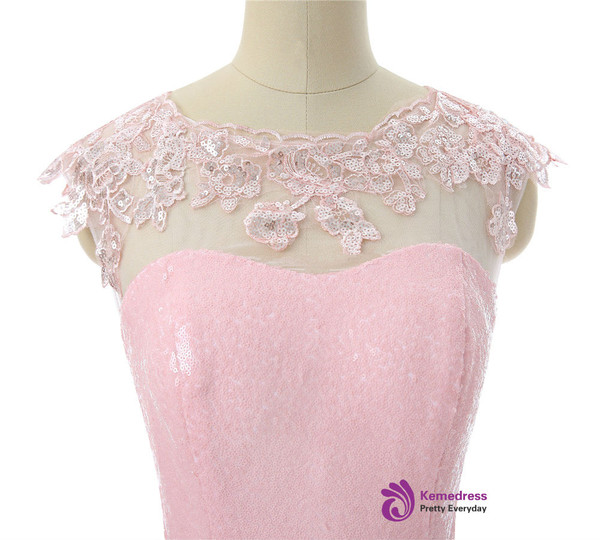 Pink Elegant 2017 Homecoming Dresses A-line Cap Sleeves